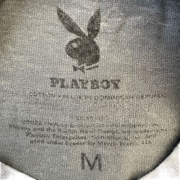 Playboy ~ Grey Tshirt ~ size Medium ~ distressed look knit - Picture 8 of 9